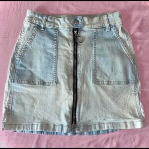 Zip Up Light Blue Mock Denim High Waisted Skirt by Arizona